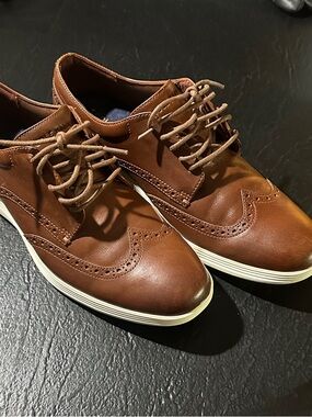 Cole Haan Tan Leather Wingtip Derby Sneakers lunar grand 11.5